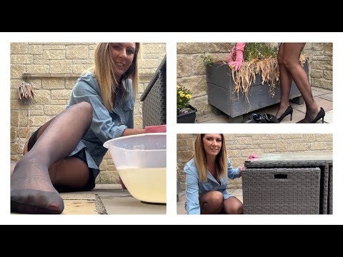 Outdoor Cleaning - Chores Outside - Cleaning Garden Furniture, Weeding Garden Housewife Chores