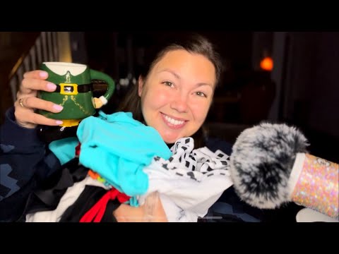 ASMR| HUGE Thrift Haul (fabric sounds, tapping, whispering)