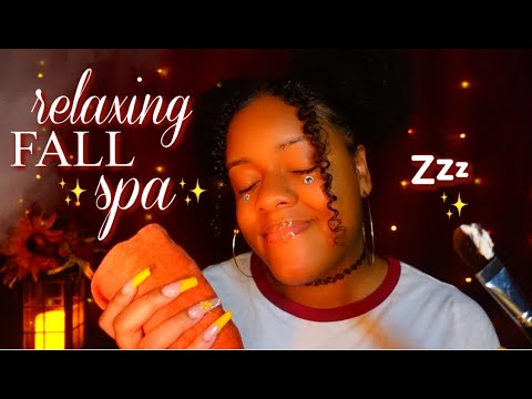 ASMR ♡ Extremely Relaxing Fall Spa Treatment 🍂☕ + Cozy Personal Attention & Massage ♡ (with music✨)