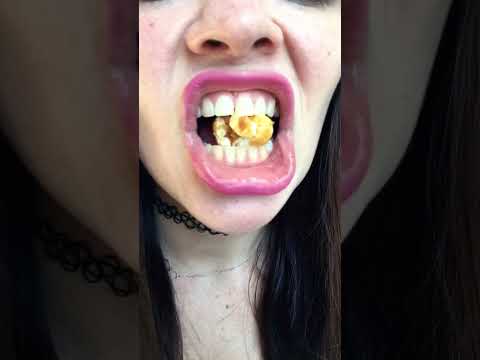 ASMR caramel coated POPCORN satisfying sunny mouth sounds #tingles #shorts chewy crunching