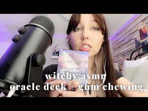 witchy asmr | showing my oracle deck + gum chewing