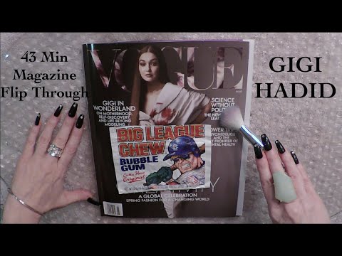 ASMR Intense Gum Chewing Magazine Flip Through | Gigi Hadid | Whispered Ramble, Page Turning