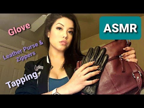 ASMR| Leather Purse Zipper Play Leather Glove Heavy Tapping