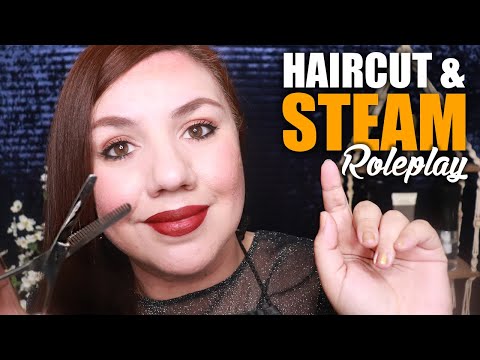 Pampering ASMR Haircut and Steam Treatment / Scissors and Spray Sounds
