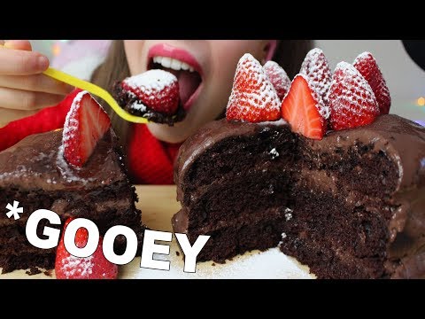 ASMR STICKY GOOEY CHOCOLATE CAKE (SOFT Eating Sounds) No Talking