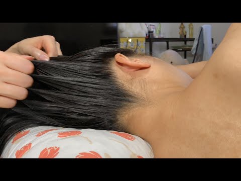 ASMR Hair Pulling AT THE NAPE + Scalp Scratching w. WOODEN SCRATCHER to Put the Mind at Ease 🧘🏻‍♀️