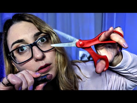 ASMR 💤  Inducing Haircut & Makeup Roleplay (personal attention face touching)