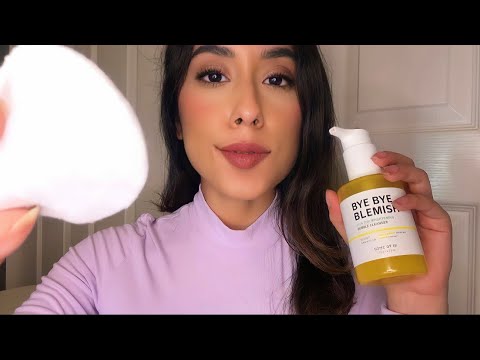 ASMR Removing My Subscriber's Makeup - Facial Pamper (Gum Chewing)