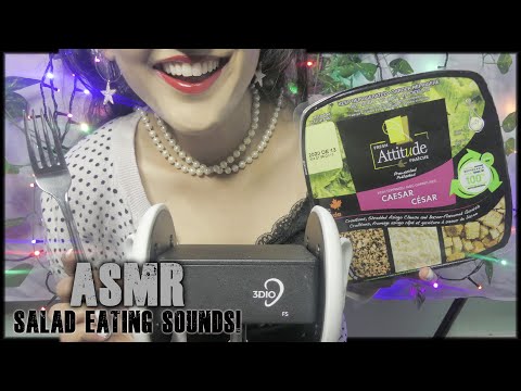 ASMR Eating Salad Eating Sounds 3dio Binaural 🥗🍴♡ Whispering ♡