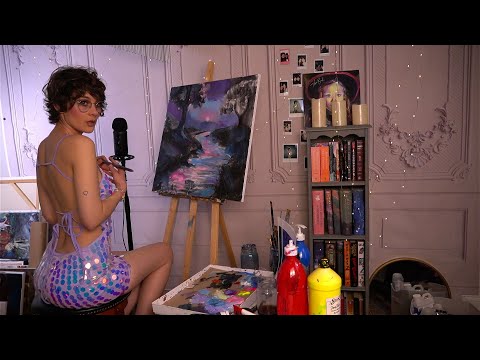 Whispered Wonderland: Painting a Magical Landscape ASMR Sequin Fabric Sounds 💜✨