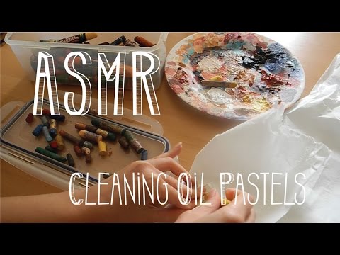 ASMR Cleaning Oil Pastels - Soft Tissue Paper Sounds - No Talking - Little Watermelon