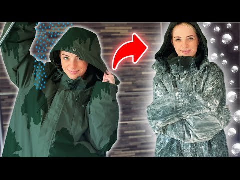 [ASMR] Wet clothes sounds | Green Army Style Coat | Soaked Oversized Jacket [Suds] 🚿