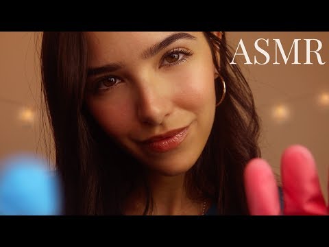 ASMR Tapping on YOU! (Nails, Sponges, Gloves, Tools, Closeup Whispering)