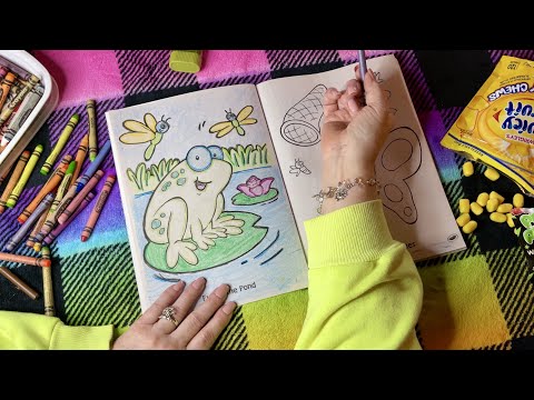 ASMR Crayon rummaging & Coloring! (Unintelligible whispers~pop rocks~chewing gum) ~Not a VoiceOver~