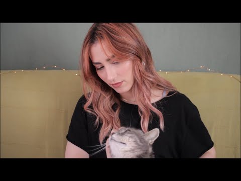 ASMR ~ TINGLY unintelligible whispers, paper sounds, triggers & surprise visitor! 🐱