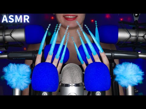 ASMR Mic Scratching with the World's LONGEST Nails & 9 Mics 🎤 No Talking for Sleep 💙 4K