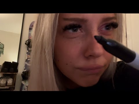 Girl does your eyeliner with a Sharpie | lofi asmr
