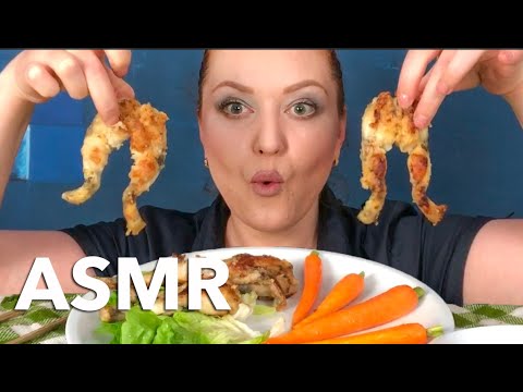 ASMR Fried Froglegs + Veggies | Soft and Crunchy Eating Sounds | Eating with hands