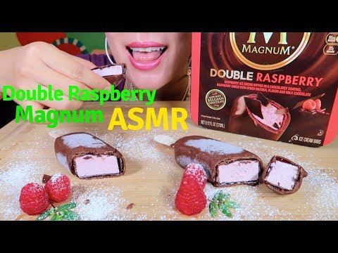 ASMR Magnum Ice cream Double Raspberry eating sound | 아이그크림 먹방 |** 리얼사운드 アイスクリーム