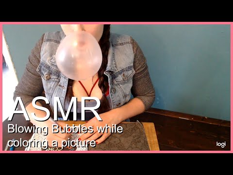 ASMR Coloring and blowing bubble gum