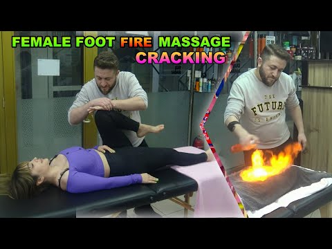FEMALE FOOT FIRE MASSAGE 🌈 BODY CRACK 🌈 Asmr back, waist, hip, belly, ax, toksen, leg, palm massage