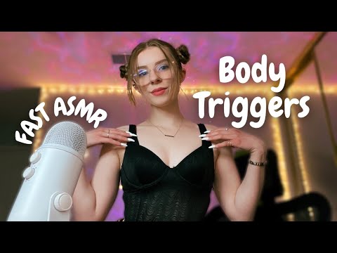 ASMR | Fast & Aggressive Body Triggers (fabric sounds, skin scratching, mouth sounds)