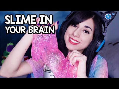 SLIME AND FLOAM ON THE MIC - Squishing Your Brain 🧠 🎤👂  ASMR
