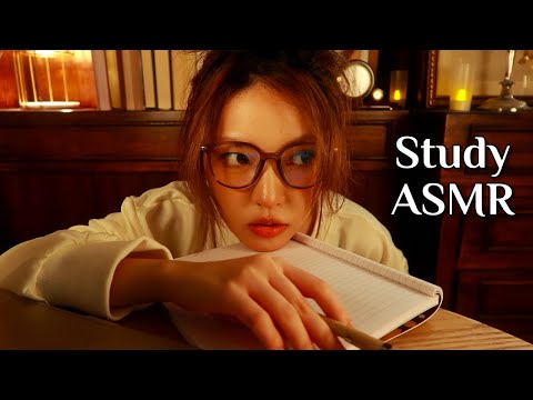 ASMR RP | Late Night Studying with Your Friend 💻✏️🕯 (typing, writing + paper sounds, whispers)