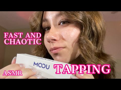 ASMR | up close tapping on random items (fast and chaotic)