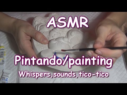 ASMR español pintando manualidad/painting/whispers/mouth sounds/inaudible/tico-tico/binaural