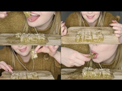 ASMR Raw Honeycomb Eating Sounds & Whispered Mukbang Eating Show