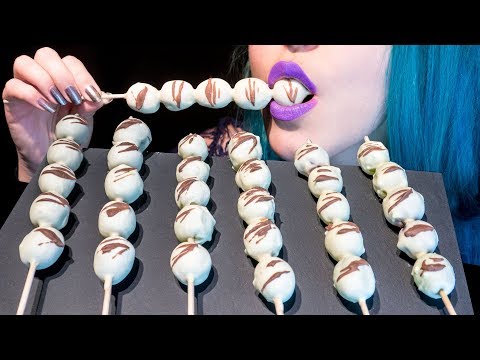 ASMR: White Chocolate Covered Grapes | Crispy Fruit Skewers 🍡 ~ Relaxing Eating [No Talking|V] 😻