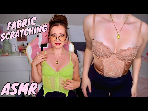ASMR | TRY ON FABRIC SCRATCHING | CORSET TOPS TRY ON