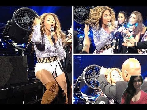 BEYONCE HAIR WEAVE GETS STUCK IN A FAN AT CONCERT - commentary
