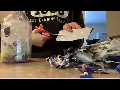 ASMR Cutting Up Plastic For My Eco Brick | Plastic Sounds (No Talking)