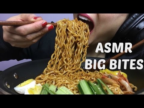 ASMR BIG BITES NO TALKING (Korean Fire Noodles + Black Bean Noodles) EATING SOUNDS | SAS-ASMR