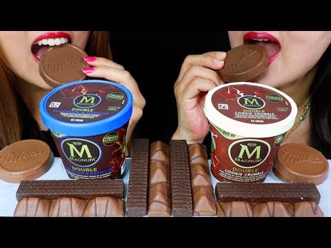ASMR MAGNUM ICE CREAM + MILKA CHOCOLATE WAFERS + OREO WAFERS 아이스크림 리얼사운드 먹방 | Kim&Liz ASMR