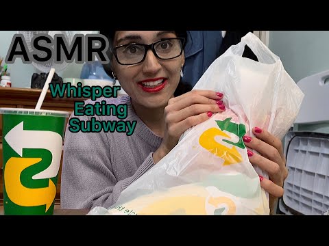 ASMR Eating Sounds Subway Sandwich, Chips, Drink (Whispering) Eating Soft Spoken Rambling 🥤🥪