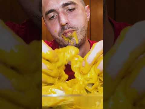 MESSY ASMR MUKBANG CHEESE SAUCE DUMPLINGS #shorts