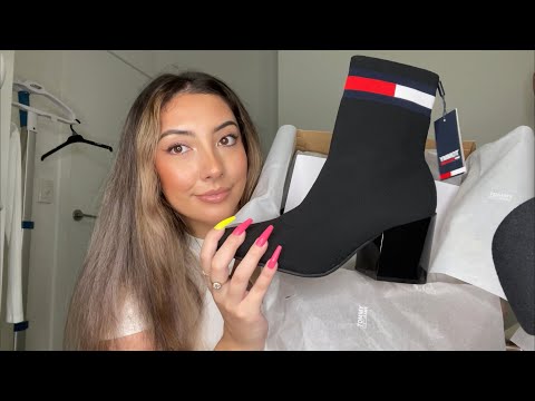 ASMR unboxing new boots! 🖤 ~tingly tapping & textured scratching~ | Whispered