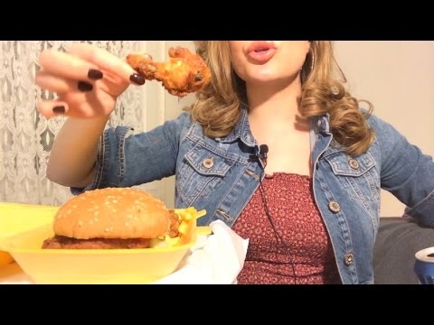 Chicken Burger, 3 Chicken Wings & Chips (ASMR (Excessive) Eating Sounds)