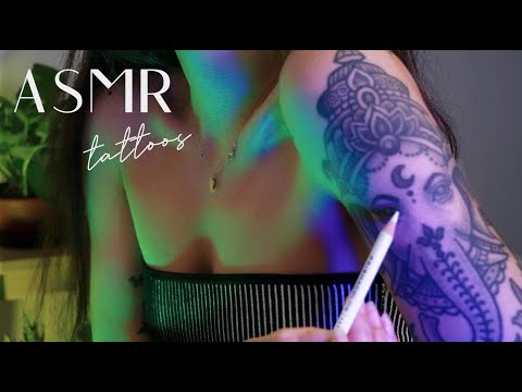 ASMR Tattoo Tracing ✨ My Tattoos & Their Meanings (Whispered)