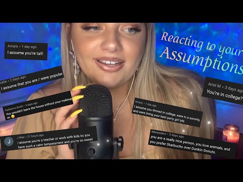 ASMR Reacting to YOUR Assumptions about Me! | Tapping, Scratching & More 🦋