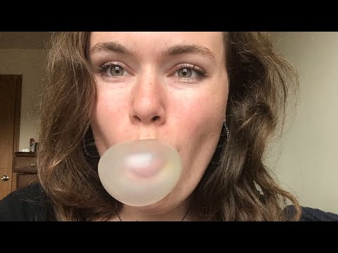 ASMR Gum Chewing, Mouth Sounds, Blowing Bubbles (Mouth noises, hand movements, whisper, cupped, etc)