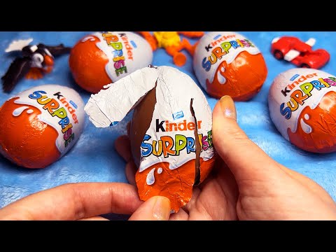 ASMR Kinder Eggs Opening (Whispered, Plastic Sounds)