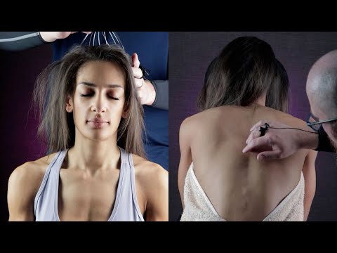 ASMR Light Touch Back Tracing & Head Massage with Tingle Tools 😴