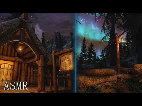 Skyrim ASMR | Peaceful Autumn Evening Forest Walk 🌲 Ear-to-ear Whispering & Ambience