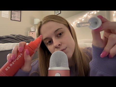 ASMR Doing Your Skincare (mouth sounds, personal attention, & more)