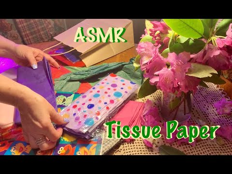 ASMR Request/Folding & sorting tissue paper (No talking) plastic wrapper sounds/crinkles
