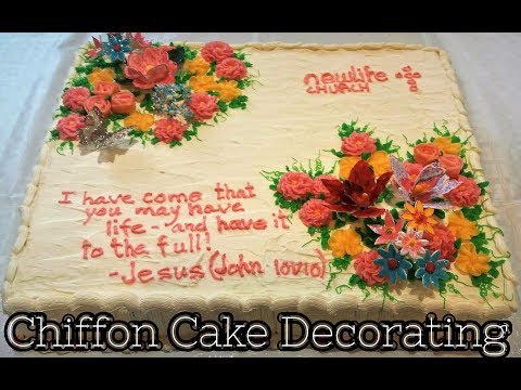 Chiffon Cake Decorating  with Buttercream & Sugar Flowers | Binaural Audio (Unintentional ASMR)